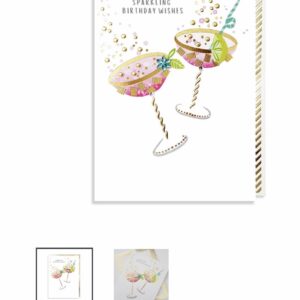 Birthday card with flowers and artificial gems