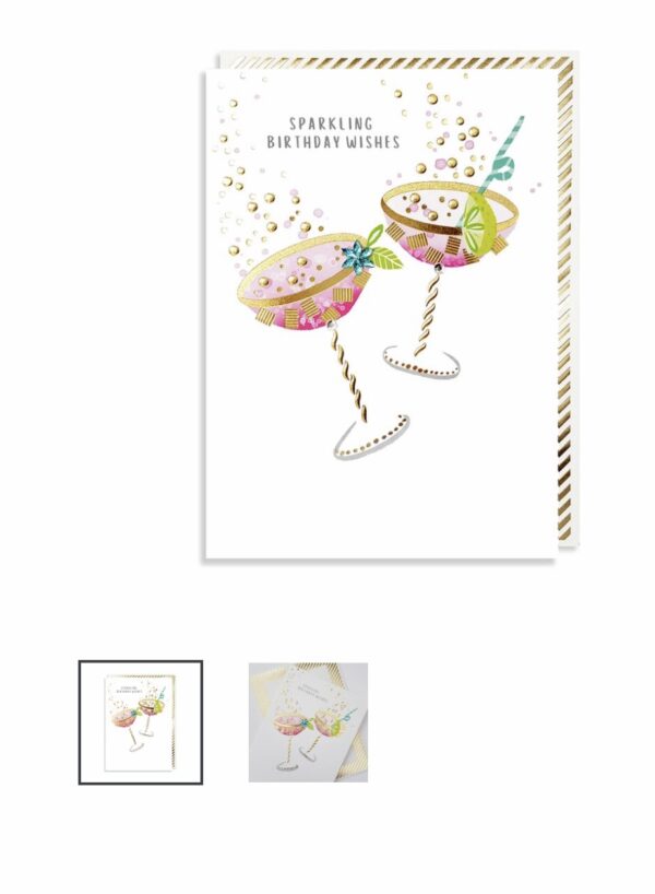 Birthday card with flowers and artificial gems